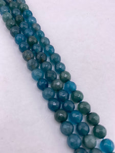 Faceted Dark Aqua Agate Beads