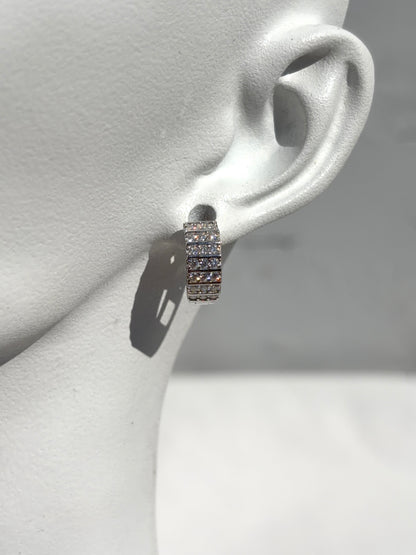S.S. Moissanite Lateral Huggie Earrings