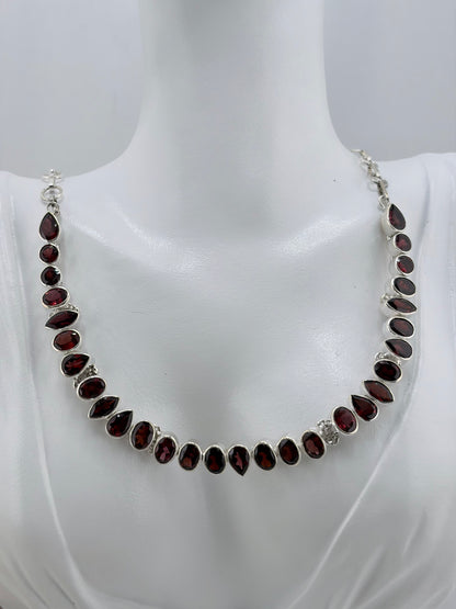 S.S. Faceted Garnet Crimson Radiance Necklaces