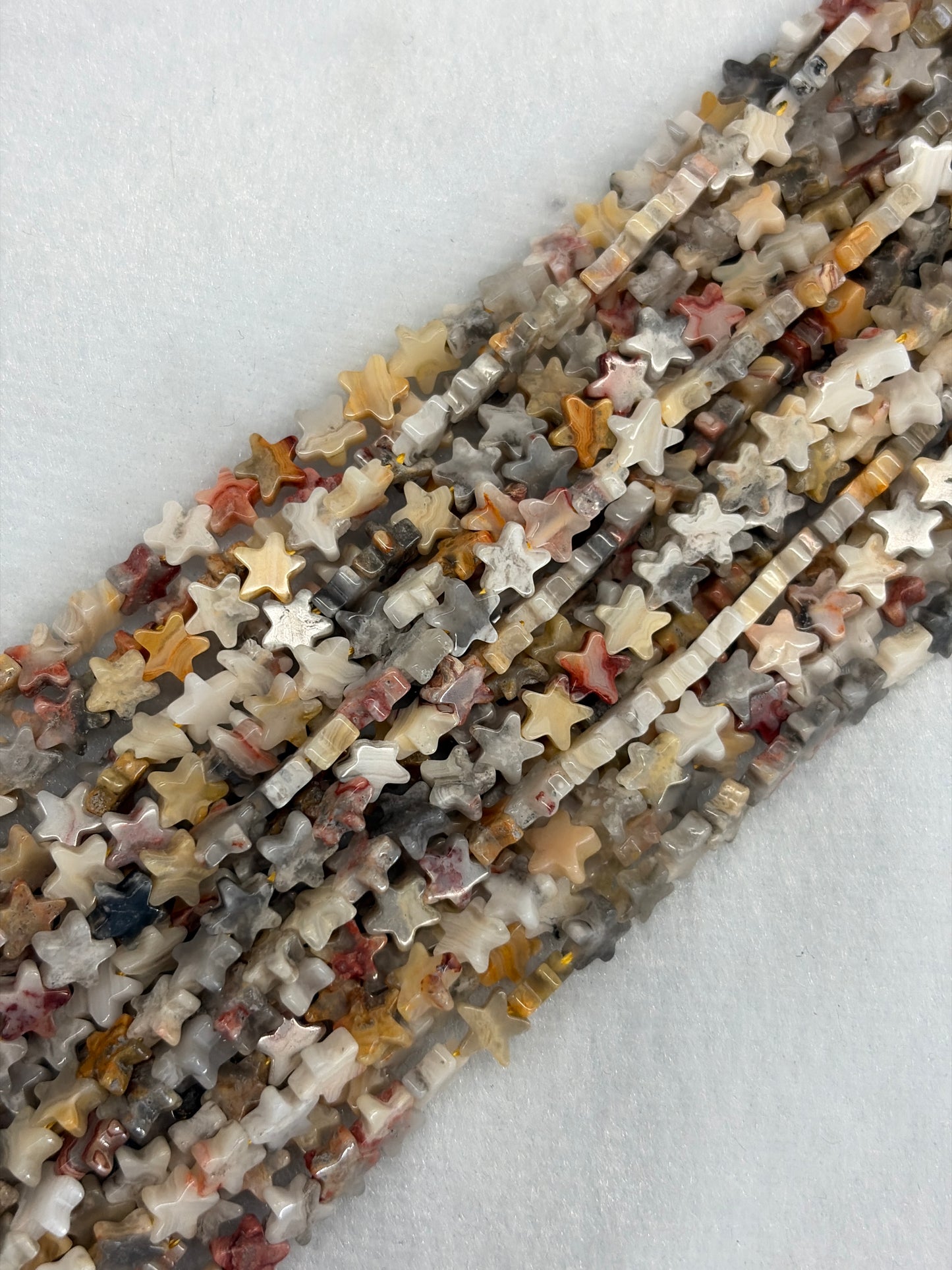 Crazy Lace Agate Star Beads