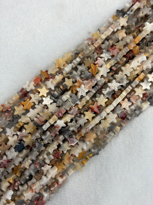 Crazy Lace Agate Star Beads