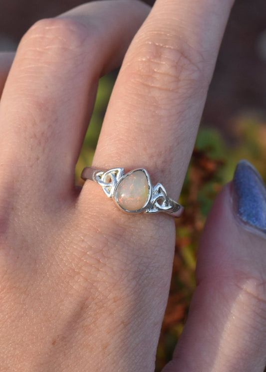 S.S. Opal Teardrop Celtic Rings