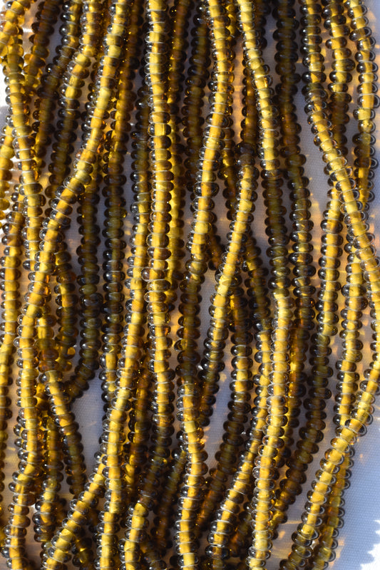 Handmade African Autumn Yellow Rondelle Glass Beads