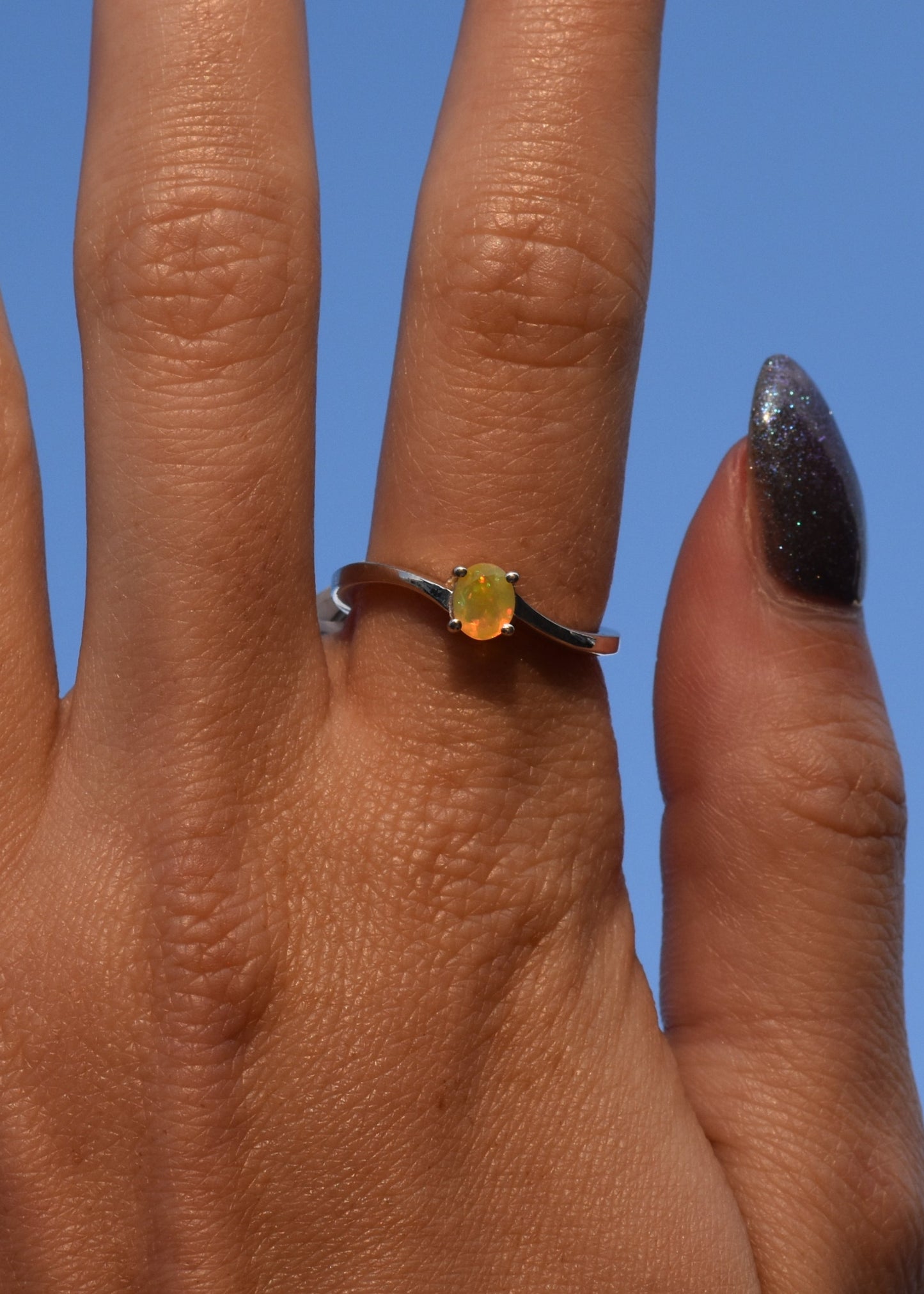 S.S. Faceted Opal Asymmetrical Rings