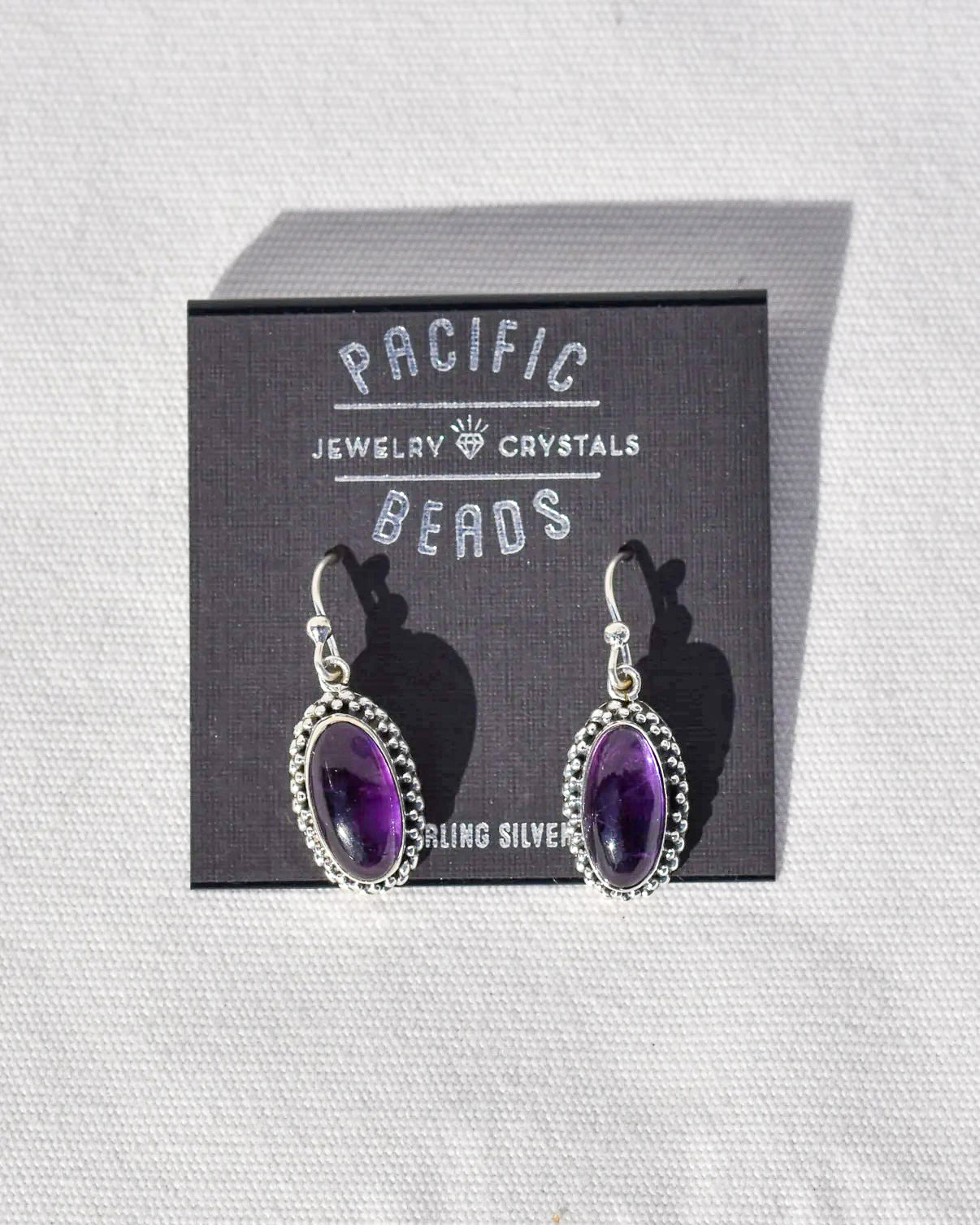 S.S. Amethyst Oval Drop Earrings