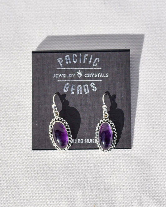 S.S. Amethyst Oval Drop Earrings
