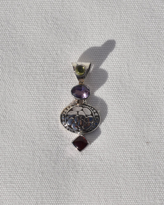 S.S. Amethyst, Peridot, and Garnet Pendants