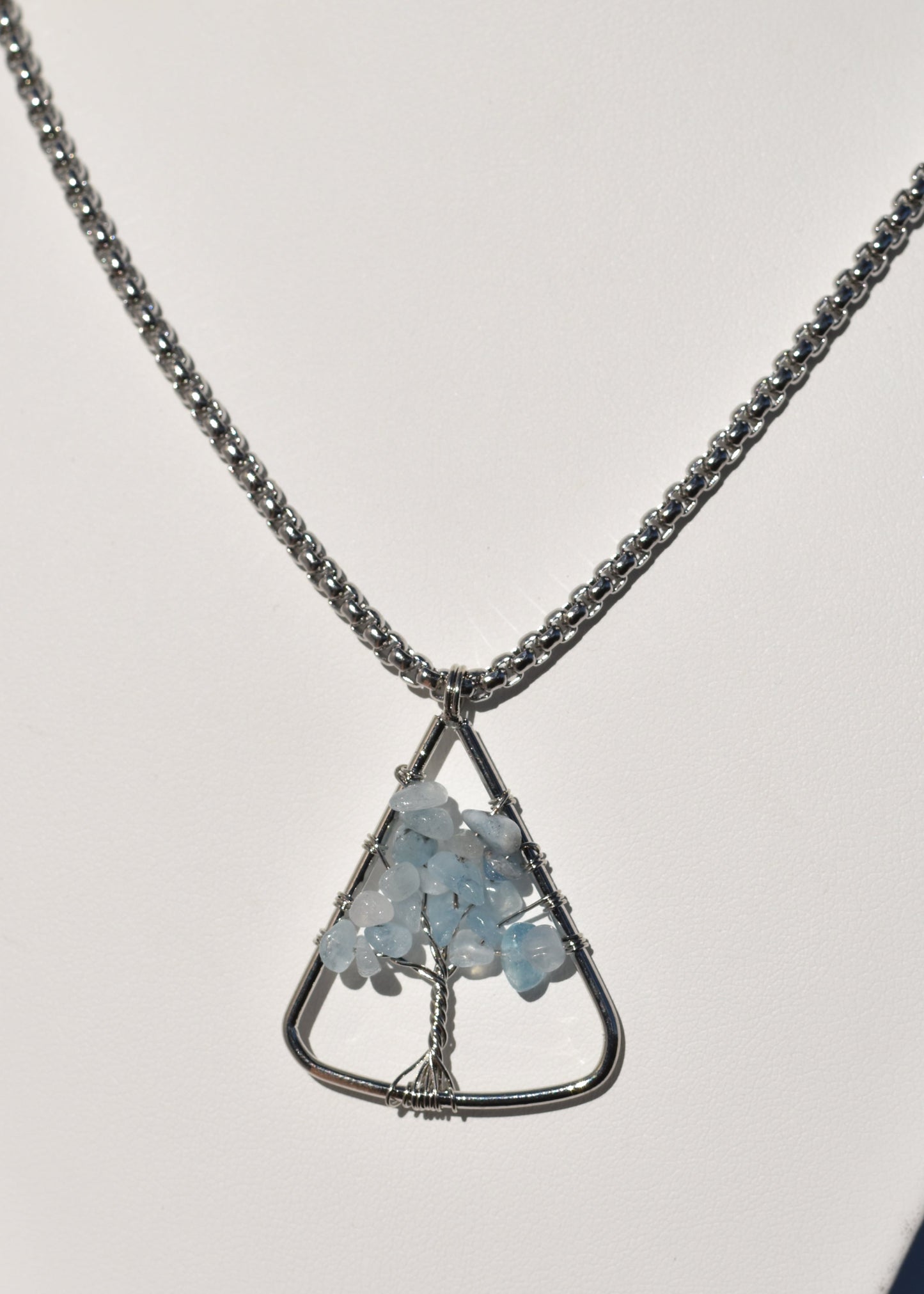Sterling silver Aquamarine Necklace available at wholesale and retail prices, only at our crystal shop in San Diego!