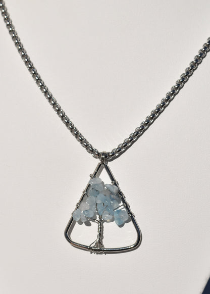 Sterling silver Aquamarine Necklace available at wholesale and retail prices, only at our crystal shop in San Diego!