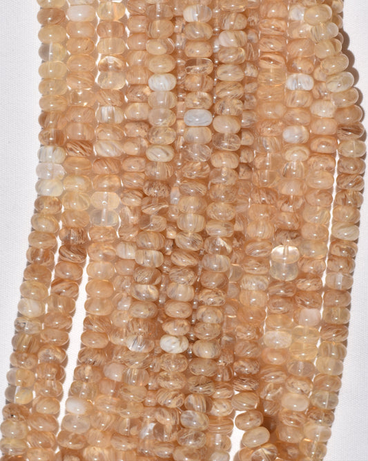 Lab Grown Golden Rutilated Quartz Rondell Beads