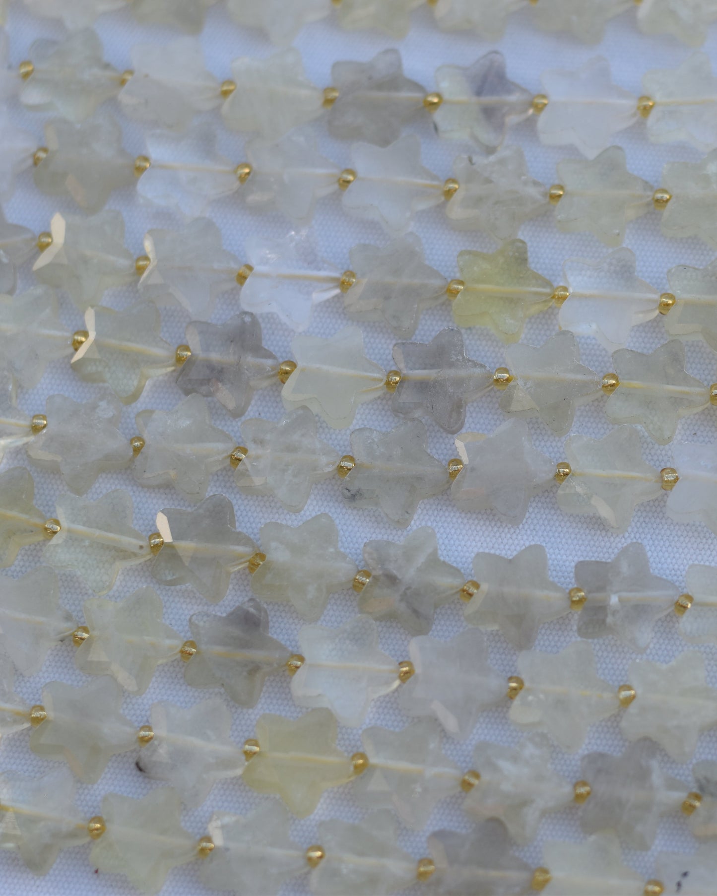 Lemon quartz is carved into star shaped beads and faceted to highlight its natural sunshine yellow surface. Lemon quartz is said to be a stone for improving confidence.
14mm

Check out our crystal shop in San Diego with lemon quartz beads and findings in sterling silver, gold, and more!
At Pacific Beads, we carry stones in a wide variety of forms. Find lemon quartz beads, lemon quartz carvings, and designer lemon quartz jewelry so that you can enjoy its healing properties in the way that best suits you and 
