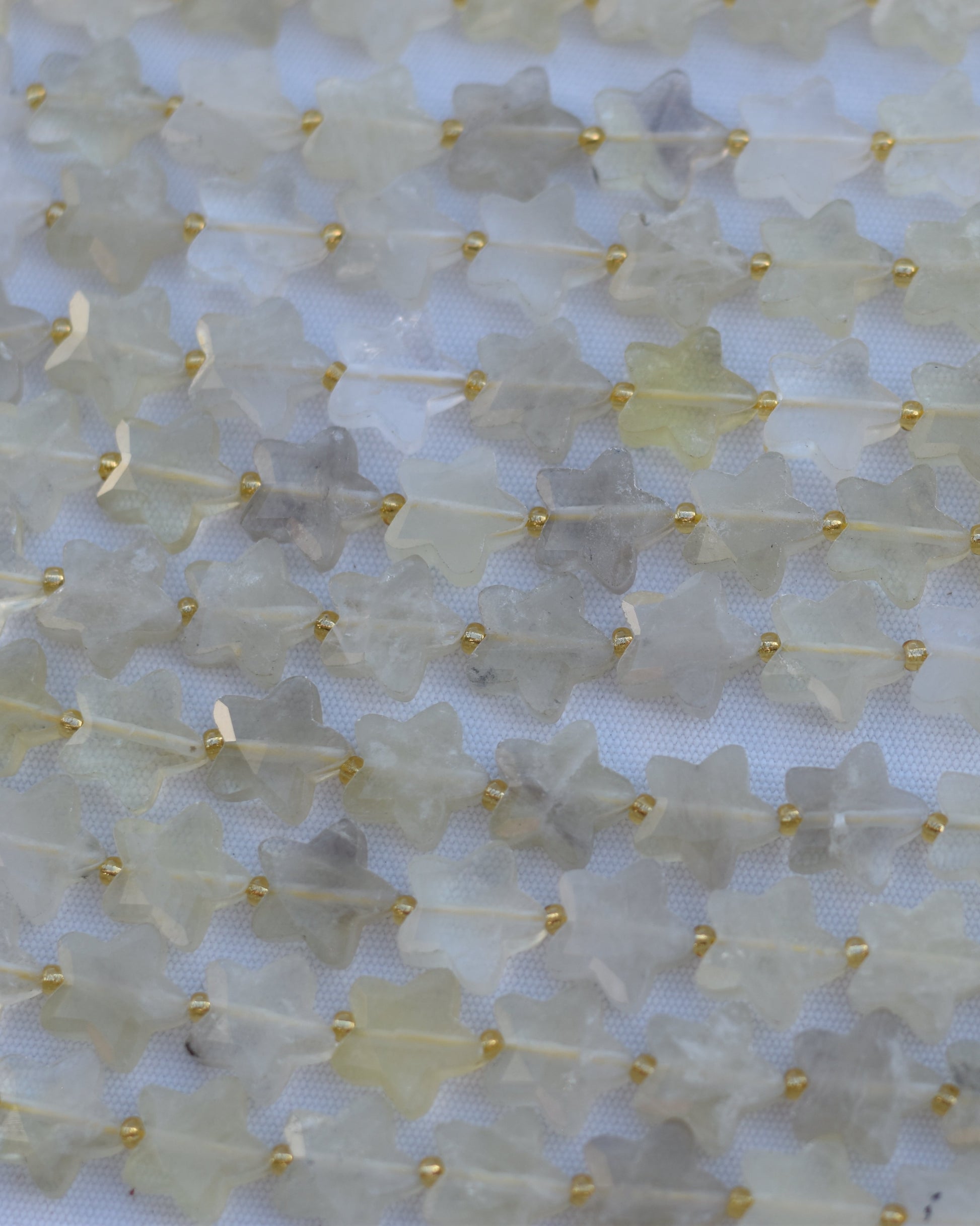 Lemon quartz is carved into star shaped beads and faceted to highlight its natural sunshine yellow surface. Lemon quartz is said to be a stone for improving confidence.
14mm

Check out our crystal shop in San Diego with lemon quartz beads and findings in sterling silver, gold, and more!
At Pacific Beads, we carry stones in a wide variety of forms. Find lemon quartz beads, lemon quartz carvings, and designer lemon quartz jewelry so that you can enjoy its healing properties in the way that best suits you and 