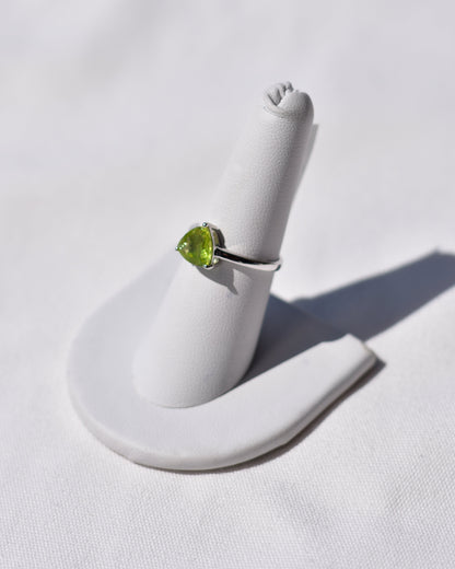 S.S. Faceted Triangle Peridot Rings