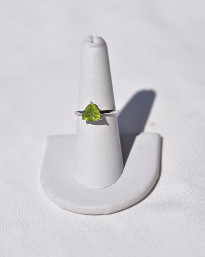 S.S. Faceted Triangle Peridot Rings