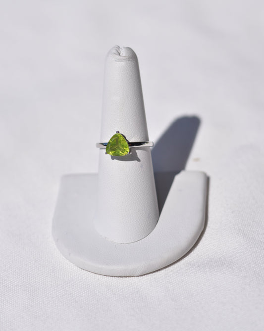 S.S. Faceted Triangle Peridot Rings