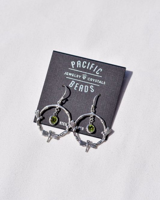 S.S. Genuine Stone Dragonfly Earrings