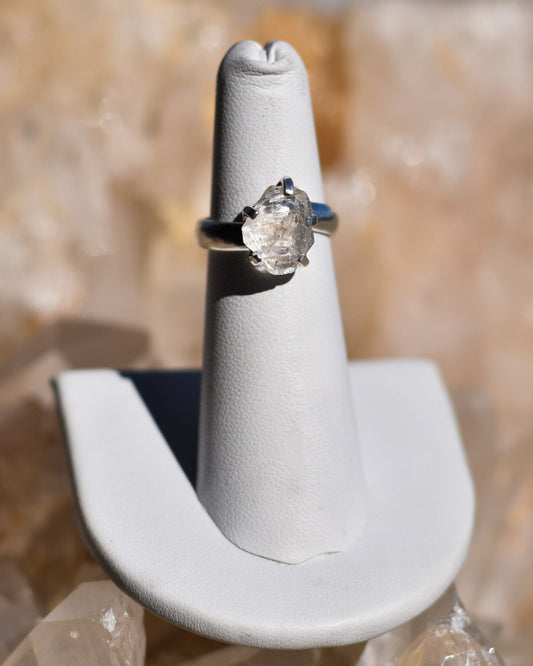 S.S. Adjustable Raw Herkimer Diamond Rings