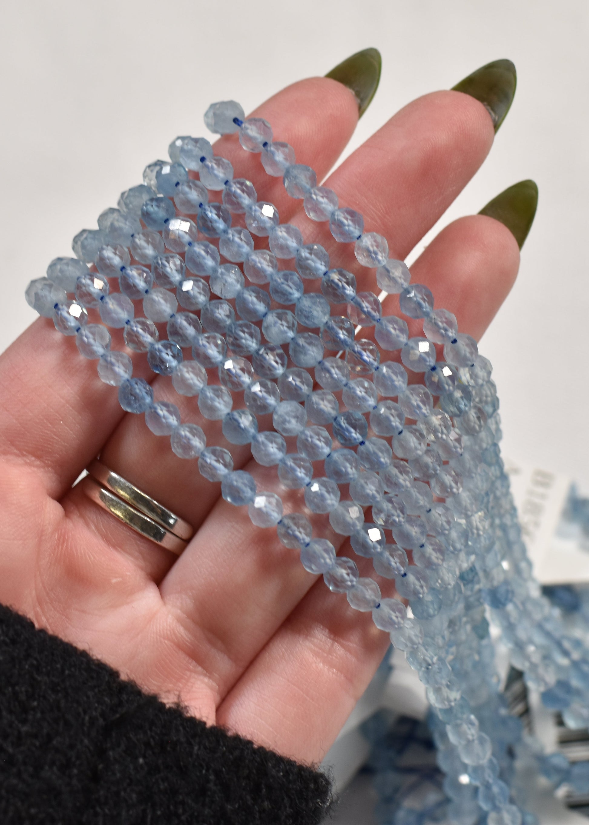 Aquamarine beads available at wholesale and retail prices, only at our crystal shop in San Diego!