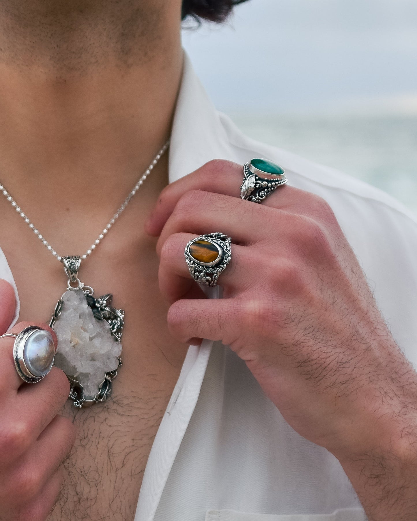 S.S. Shlomo Handwoven Tiger Eye Rings