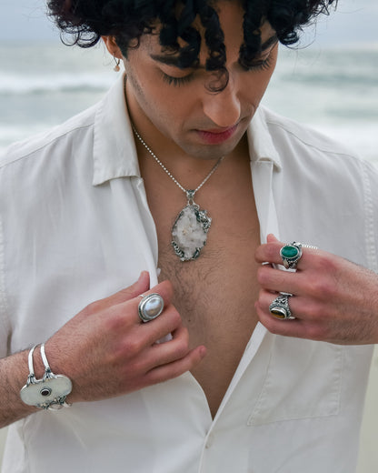S.S. Shlomo Clear Quartz 'Sea Glass Glow' Pendant