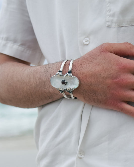 S.S. Mother of Pearl 'Garnet Reef Cuff Bracelet