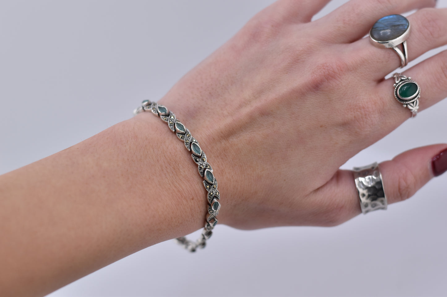 S.S. Blue Topaz and Marcasite Bracelets