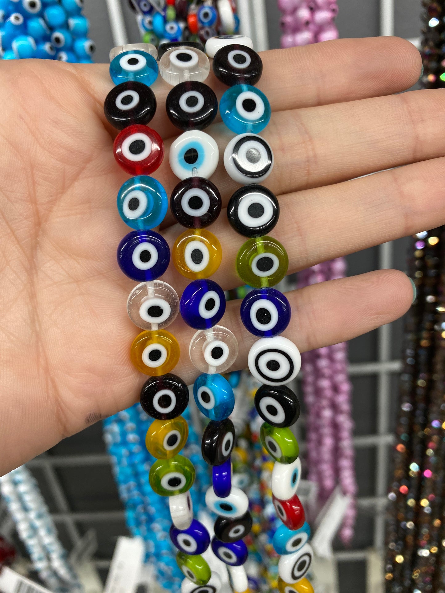 Flat Multicolor Evil Eye Beads