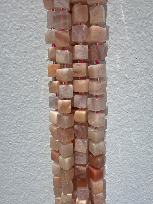 Madagascar Rose Quartz Cube Beads