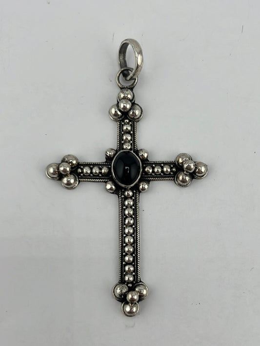 S.S. Hand Crafted Black Onyx Cross Pendants