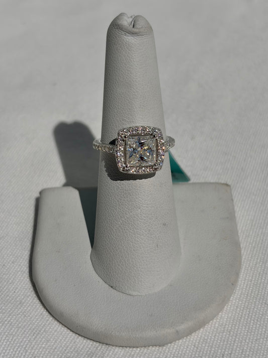 S.S. Moissanite Floating Halo Princess Rings