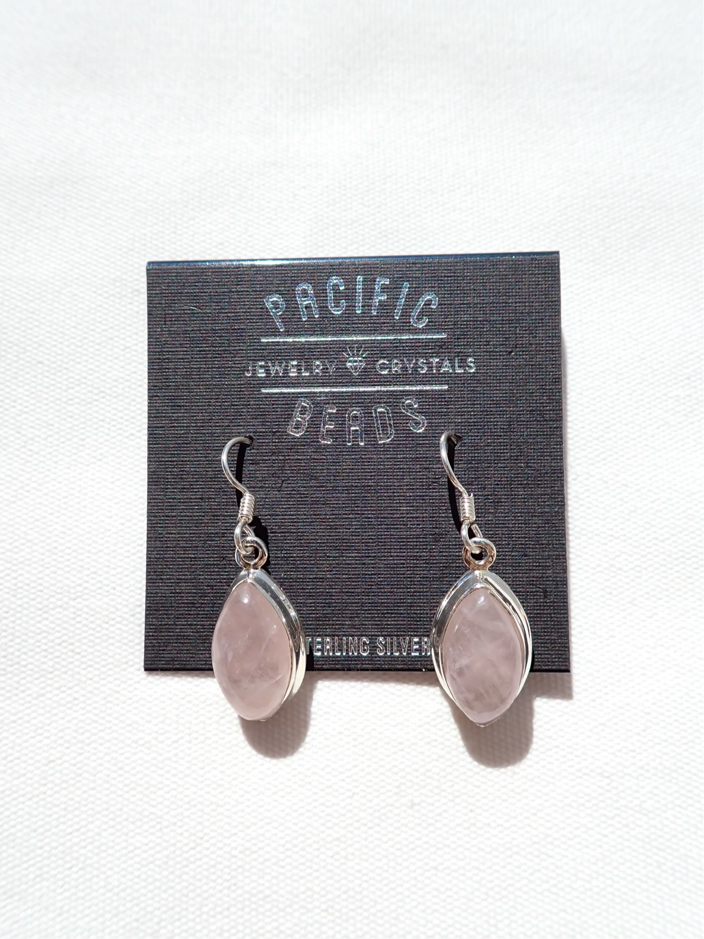 S.S. Rose Quartz Marquise Drop Earrings