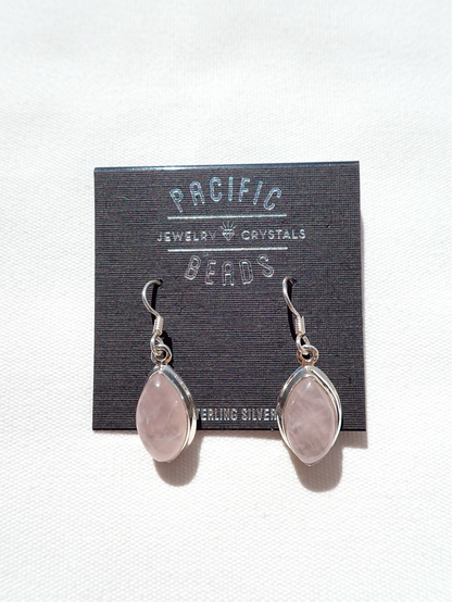 S.S. Rose Quartz Marquise Drop Earrings