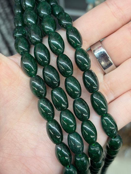 Emerald Agate Barrel Beads