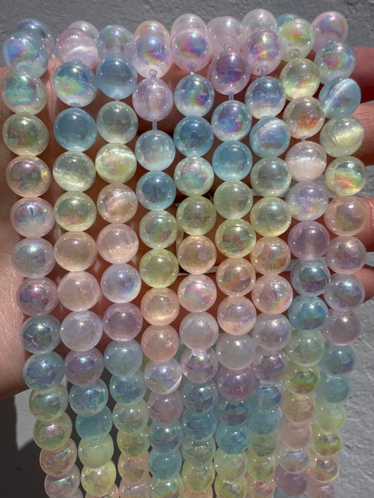 Iridescent Rainbow Selenite Beads