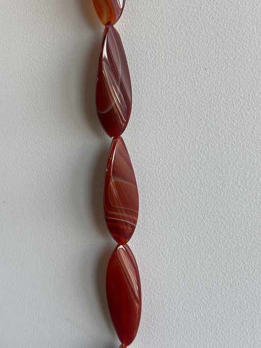 Banded Agate Long Oval Beads