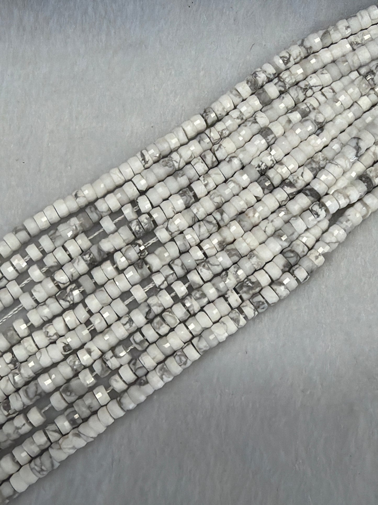 Faceted Howlite Heishi Beads