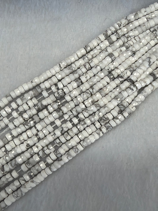 Faceted Howlite Heishi Beads