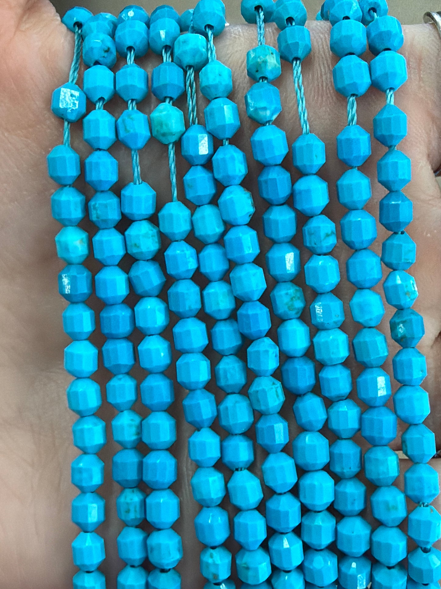 Faceted Blue Magnesite Bicone Beads