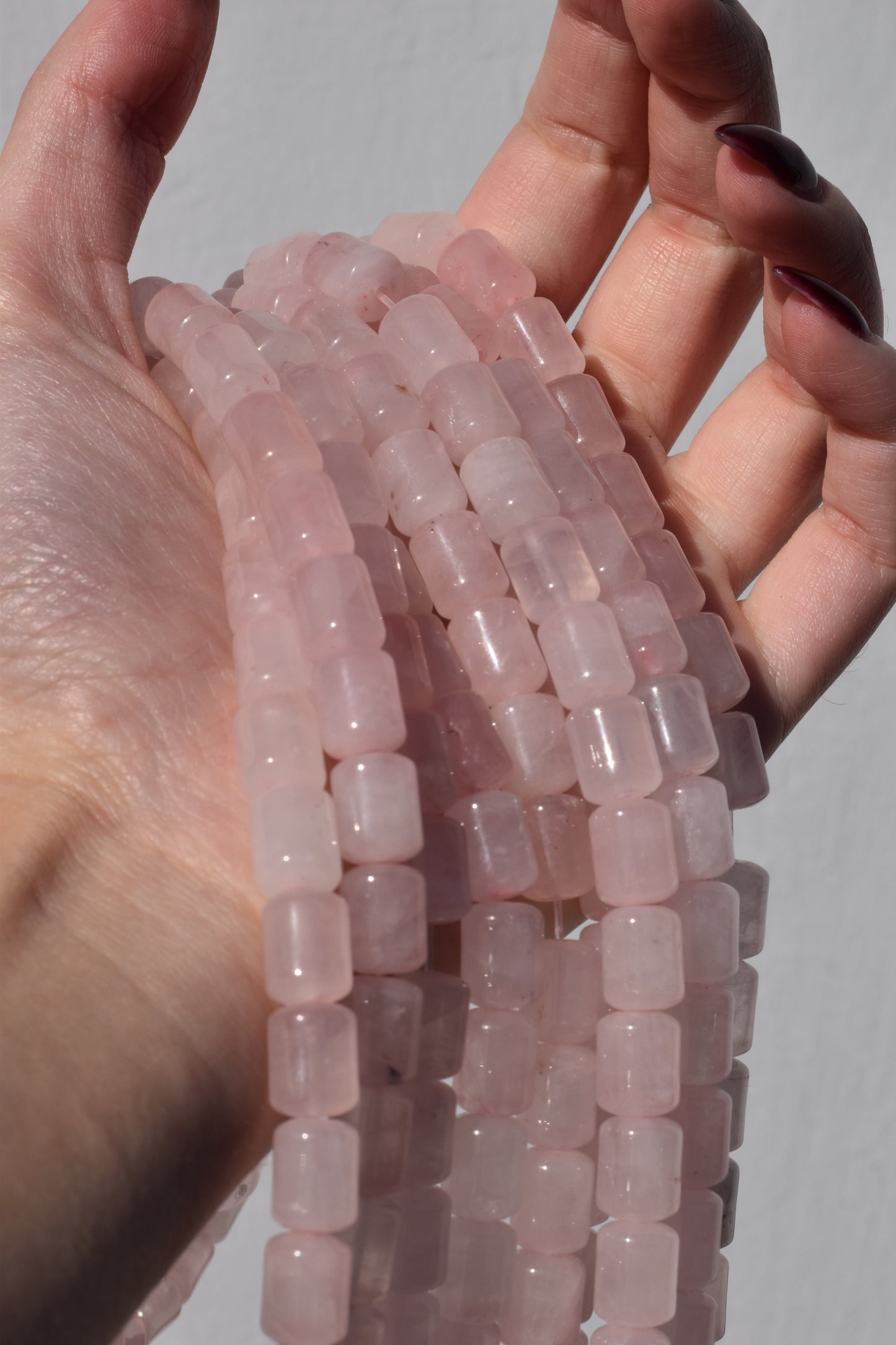 Rose Quartz Wide Tube Beads