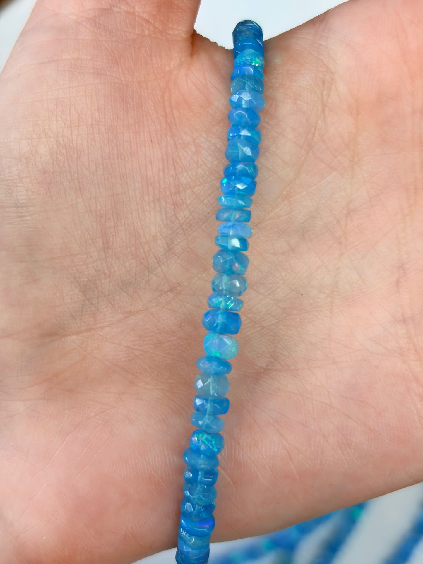 Faceted Blue Opal Rondelle Beads
