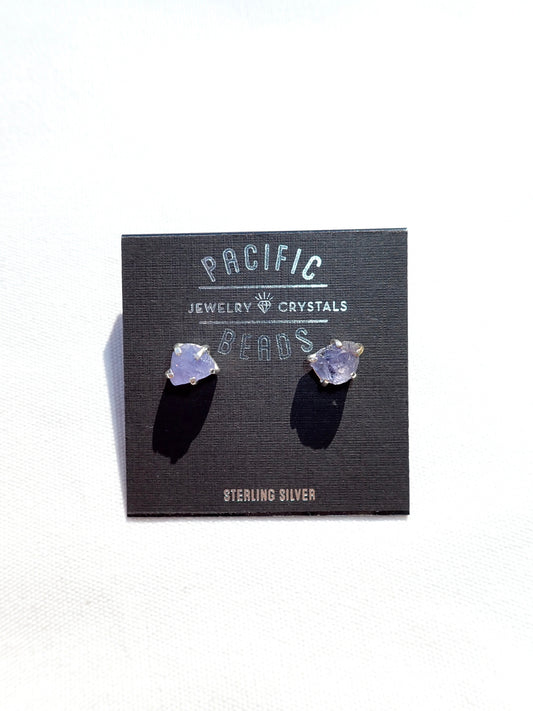 S.S. Raw Tanzanite Stud Earrings