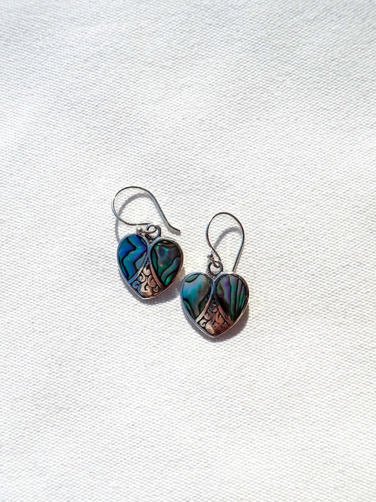 S.S. Abalone Heart Drop Earrings