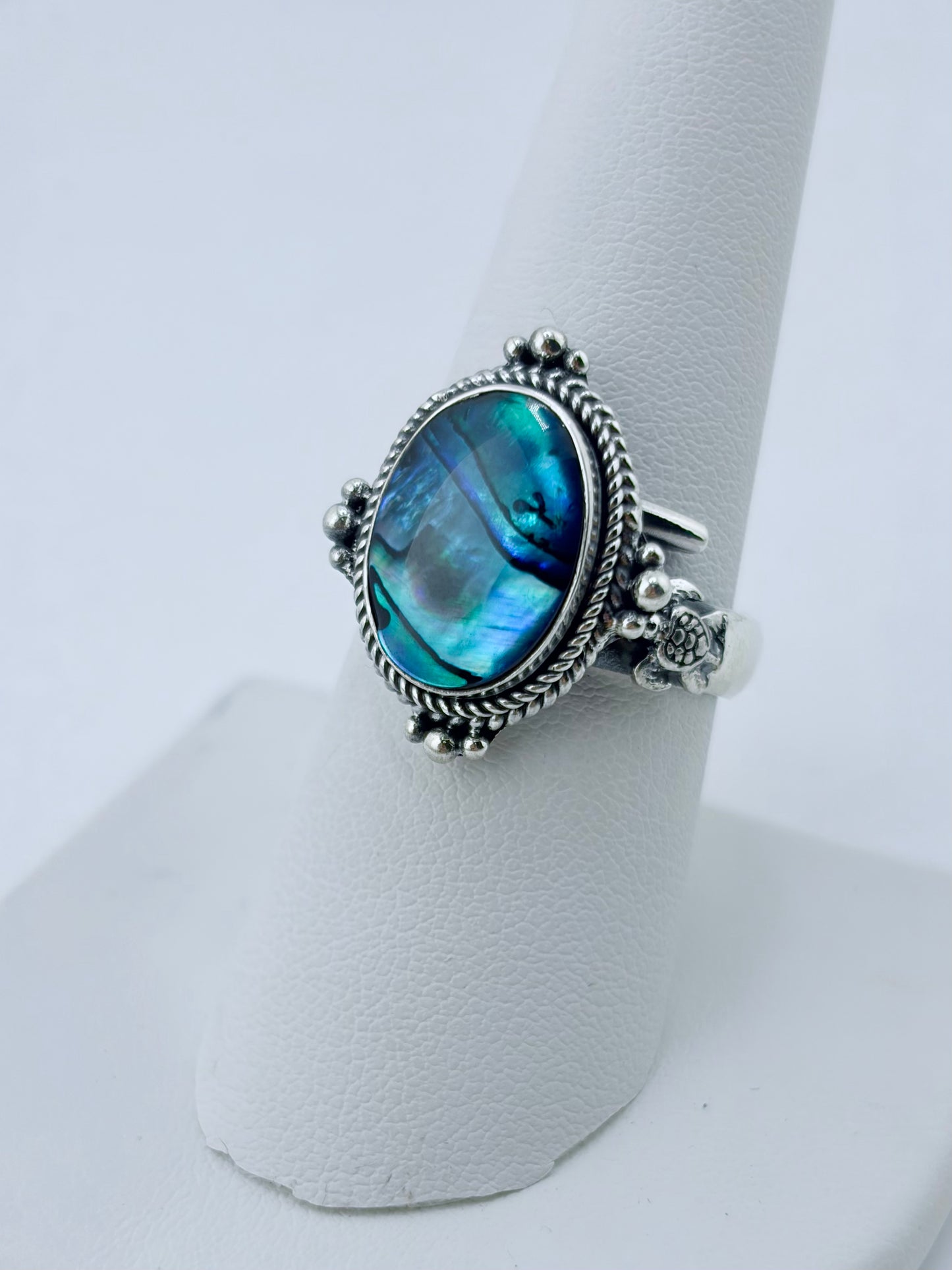 S.S. Adjustable Abalone 'Neptune's Glow' Rings