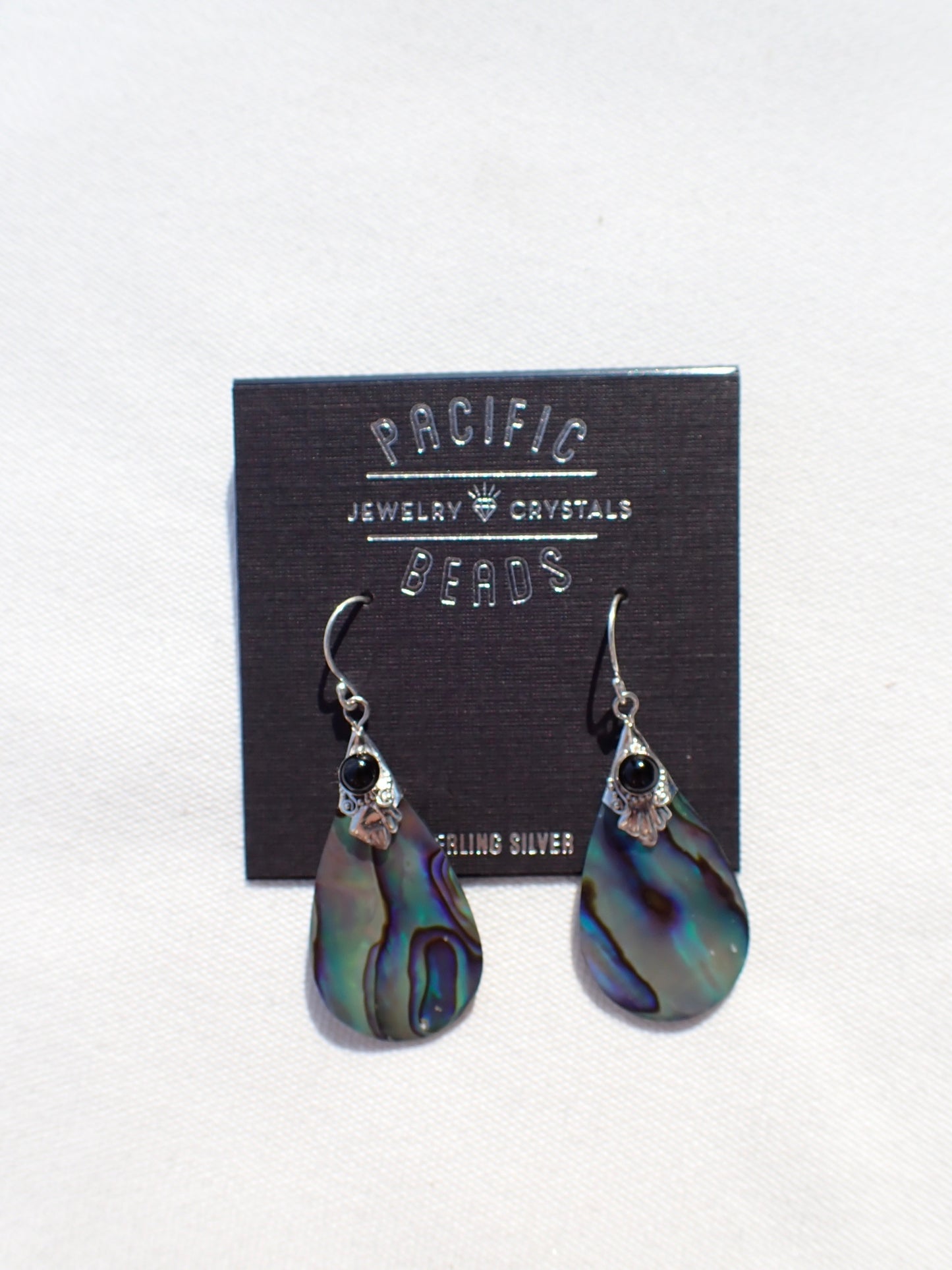 S.S. Abalone and Black Onyx Teardrop Earrings