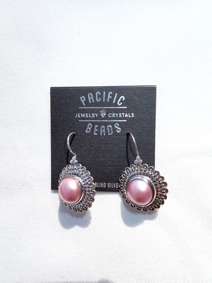 S.S. Pink Mabe Pearl Earrings