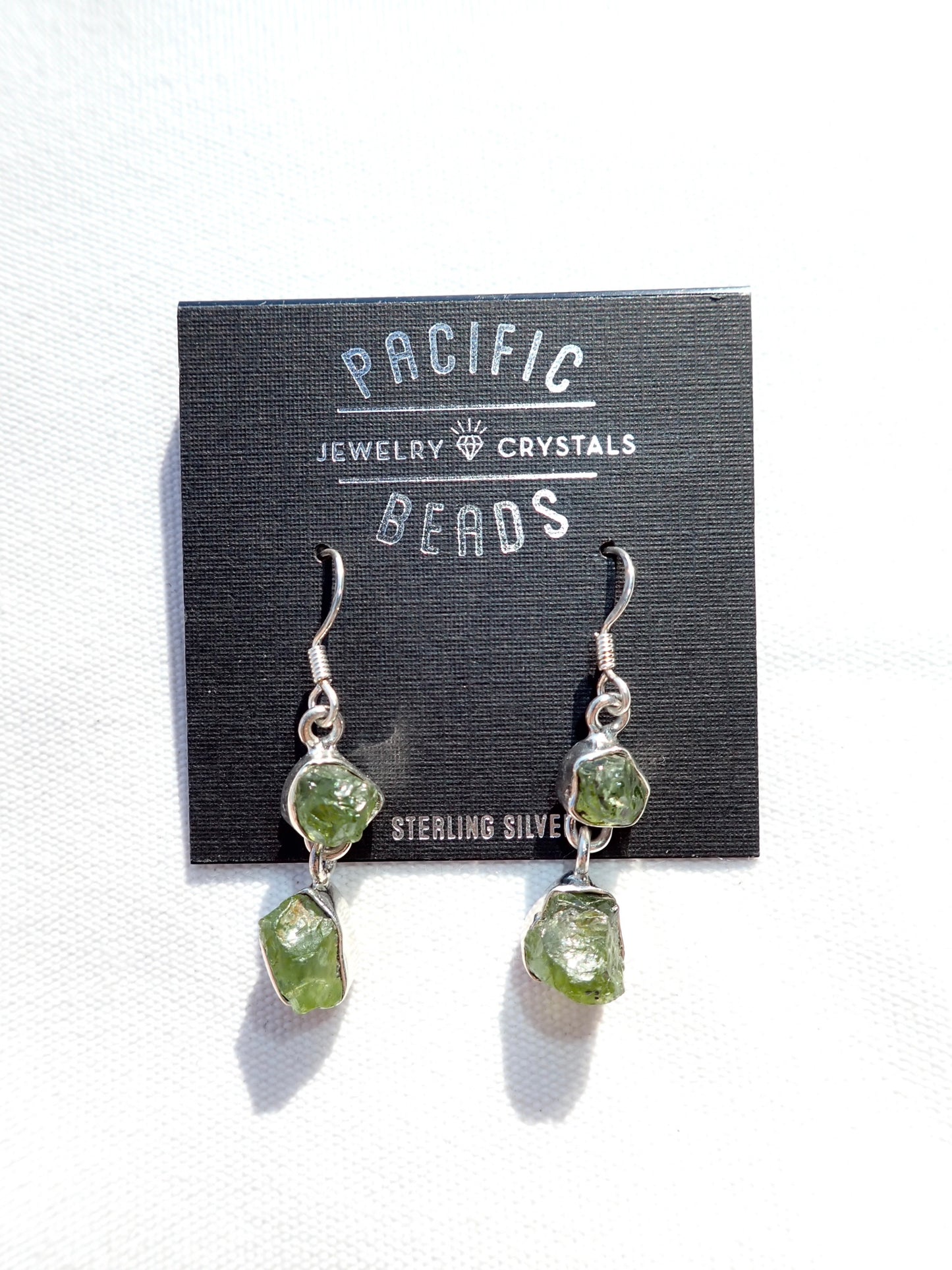 S.S. AAA Grade Raw Peridot Drop Earrings