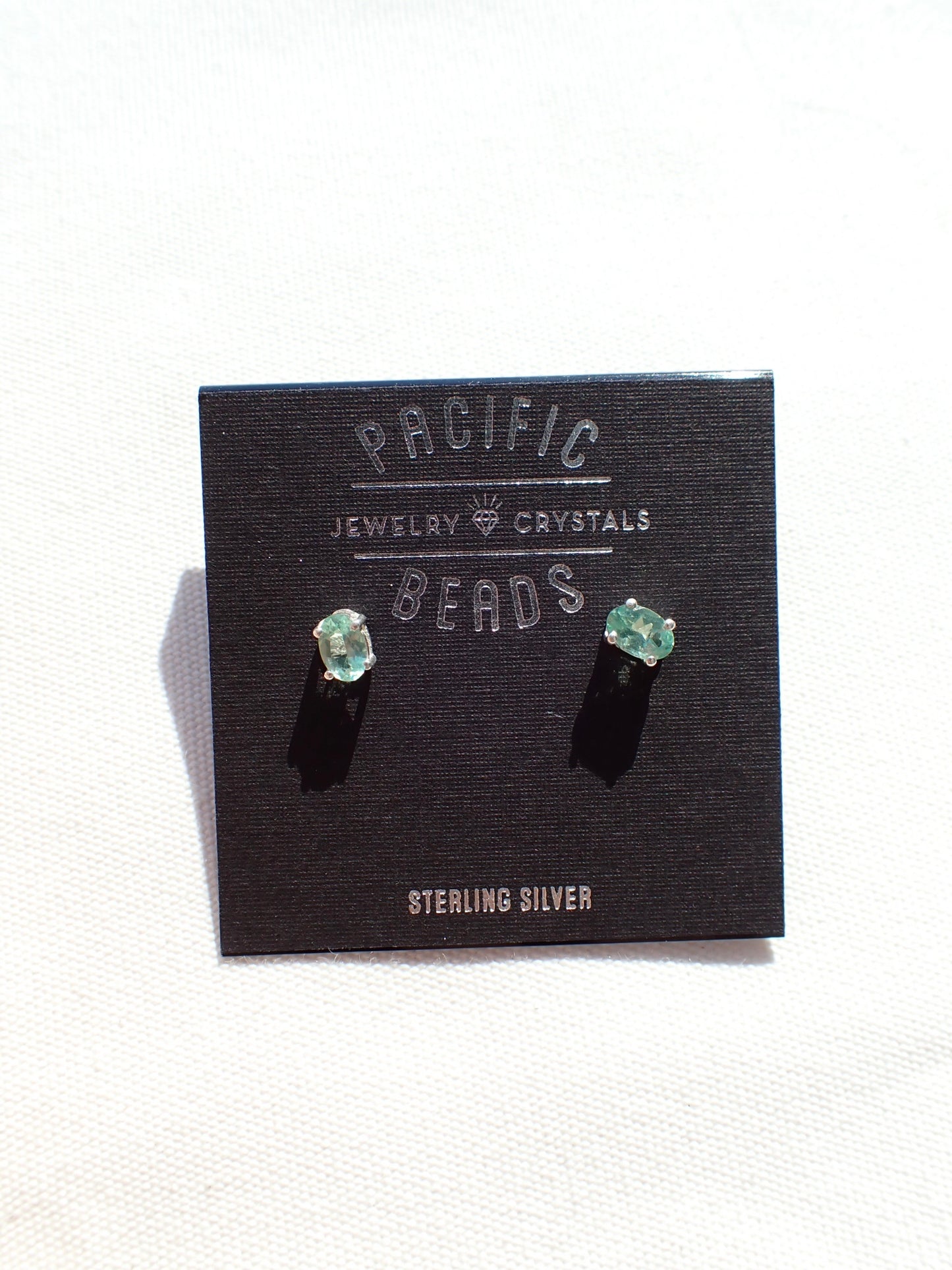 S.S. Green Apatite Faceted Stud Earrings