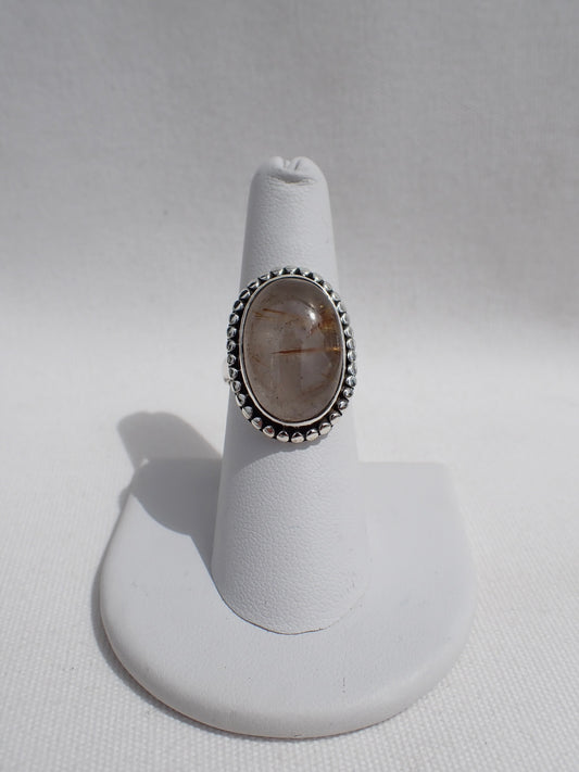 S.S. Gold Rutialted Quartz Rings