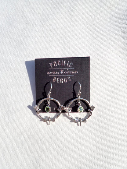 S.S. Genuine Stone Dragonfly Earrings