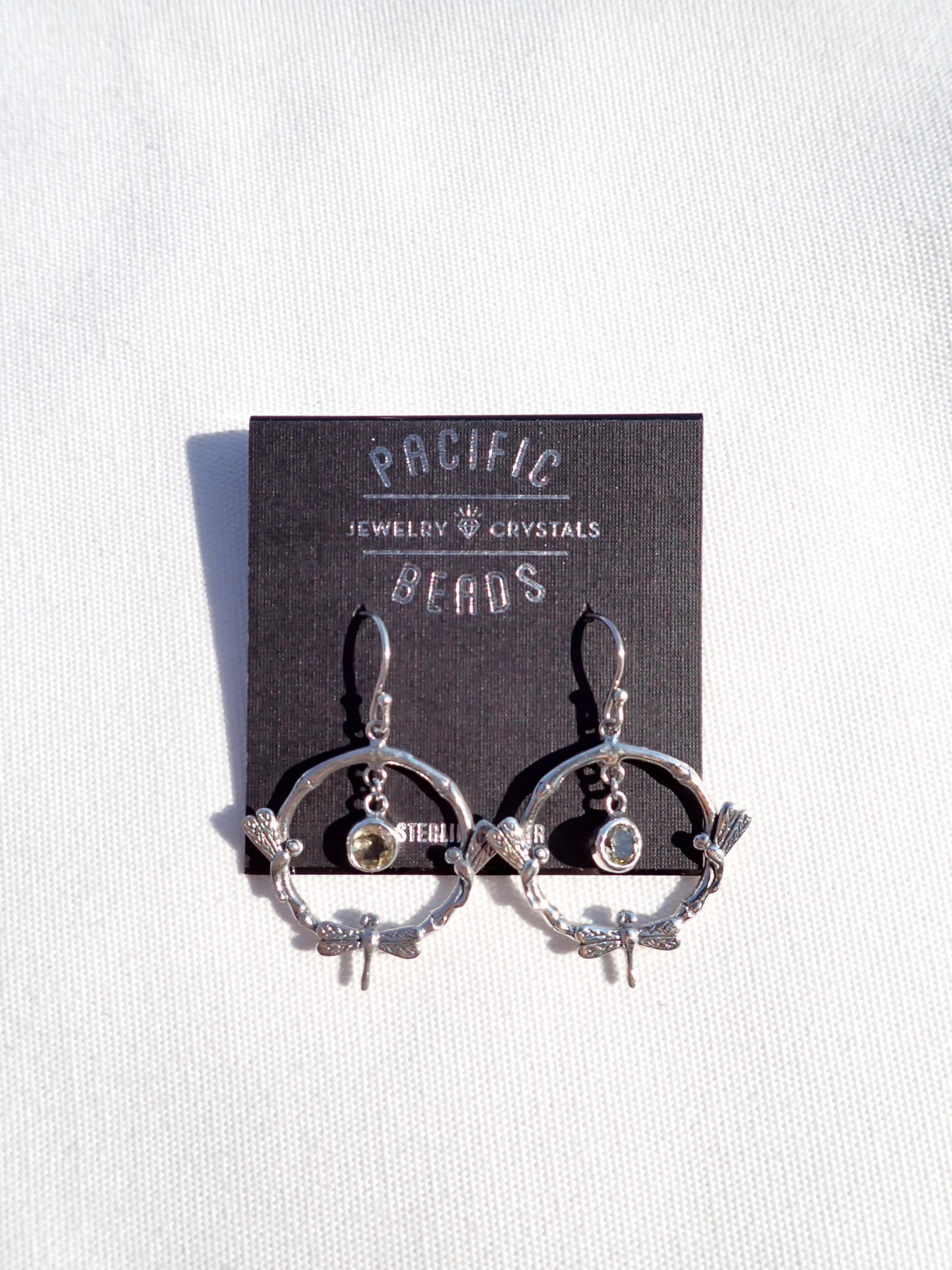 S.S. Genuine Stone Dragonfly Earrings